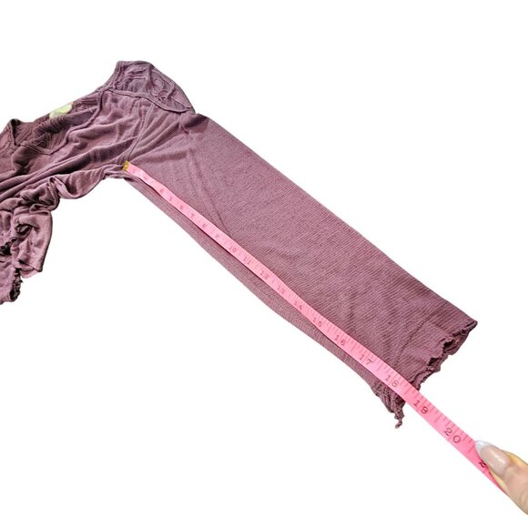 Free People Mauve Long Sleeve Mesh Back Top Embroidered Details size S - Picture 13 of 15